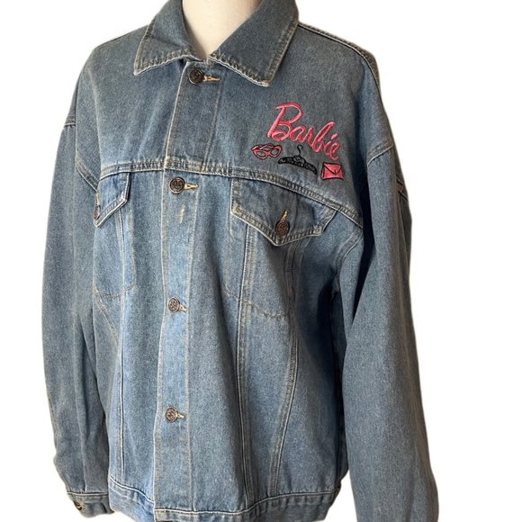 Vintage 90s Barbie Embroirdered Jerry Leigh Jean Jacket  Size Medium - Picture 2 of 8